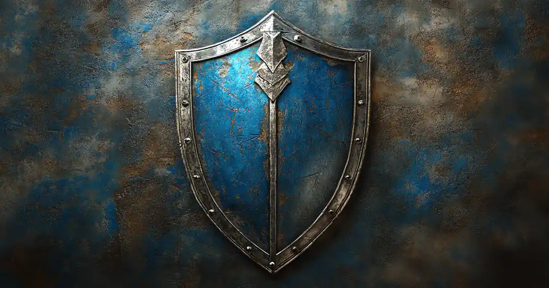 Escudo metálico simbolizando a proteção patrimonial real versus o mito da blindagem absoluta