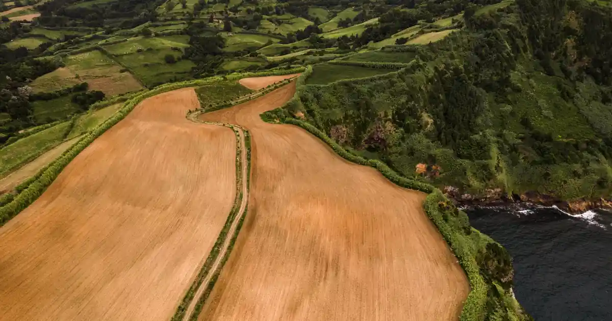 Vista aérea de propriedade rural representando holding rural e gestão de imóveis agrícolas