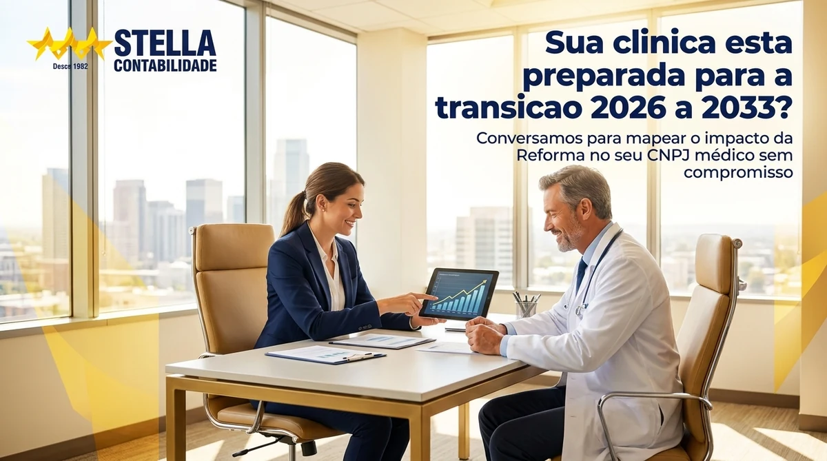 Banner CTA — mapear impacto da Reforma e créditos IBS/CBS na clínica com a Contabilidade Stella